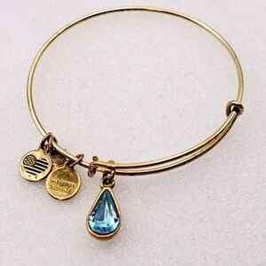 Alex and Ani Blue Living Water Teardrop Charm Gold Braceletp